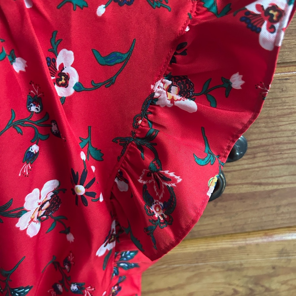 NWT Janie and Jack Girls Vibrant Red Floral Romper Size 7 - Picture 6 of 6